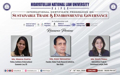 सस्टेनेबल ट्रेड एंड एन्वायरमेंटल गवर्नेंस’ विषय पर एक सप्ताह का इन्टरनैशनल सर्टिफिकेट प्रोग्राम कार्यक्रम का सफल आयोजन