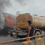 कोयला लदी ट्रक के टायर में लगी आग…