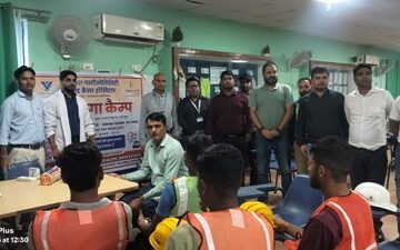 खुर्जा परियोजना में श्रमिकों के लिए लगाया गया नि:शुल्क स्वास्थ्य जांच शिविर