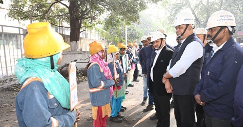 बीएसएल के ब्लास्ट फर्नेस विभाग में सुरक्षा जागरूकता हेतु मानव श्रृंखला का आयोजन